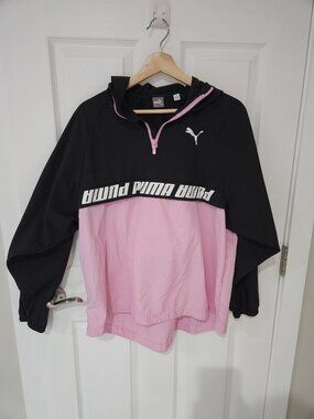 Pink and Black Lightweight Puma Jacket - Medium
